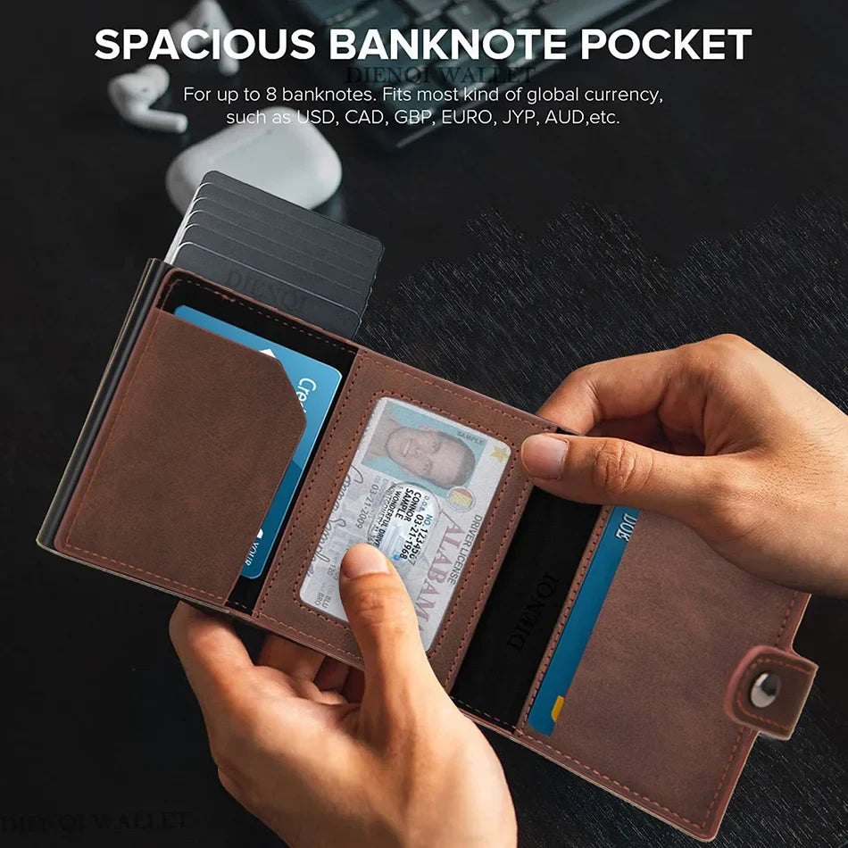 Anti-Theft RFID Wallet with Holder for Men (Brown)