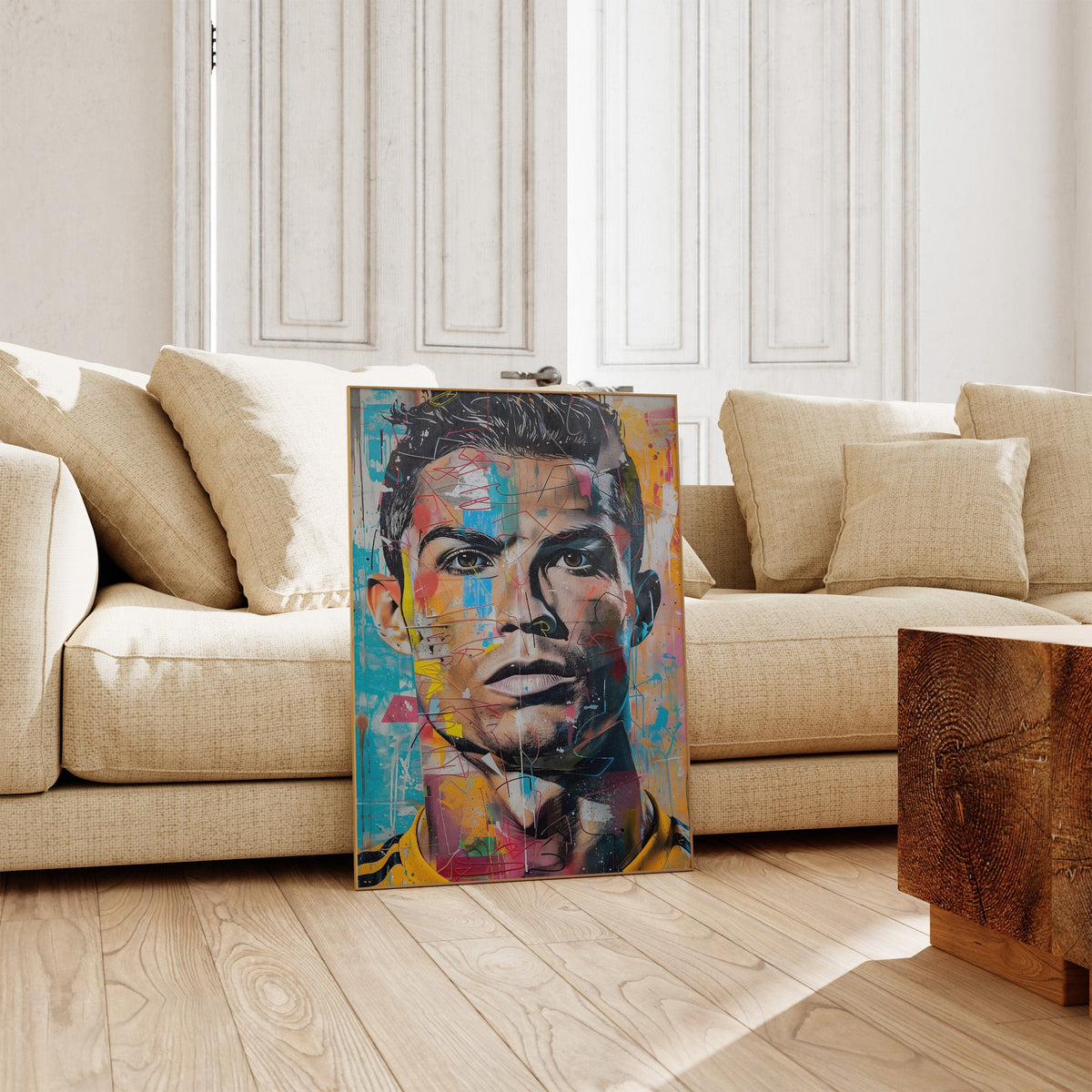 Street Art Fußball Legende Ronaldo · Pop Art Wandbild · Modernes Graffiti Poster ohne Rahmen