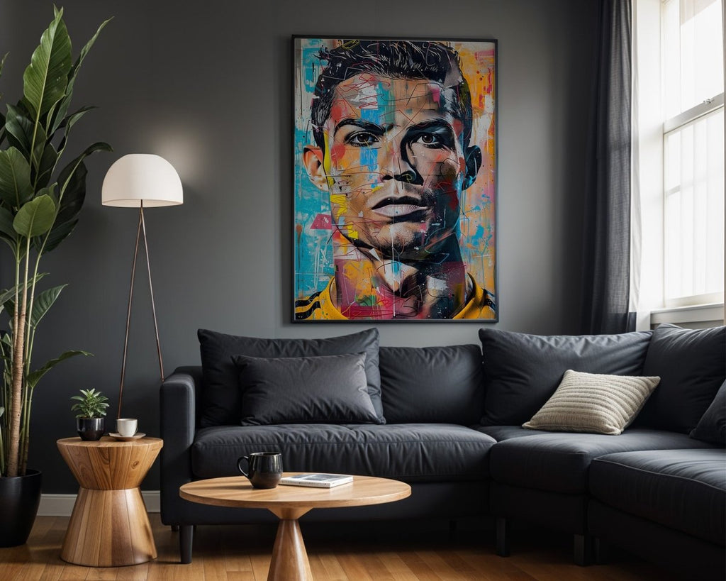 Street Art Fußball Legende Ronaldo · Pop Art Wandbild · Modernes Graffiti Poster ohne Rahmen
