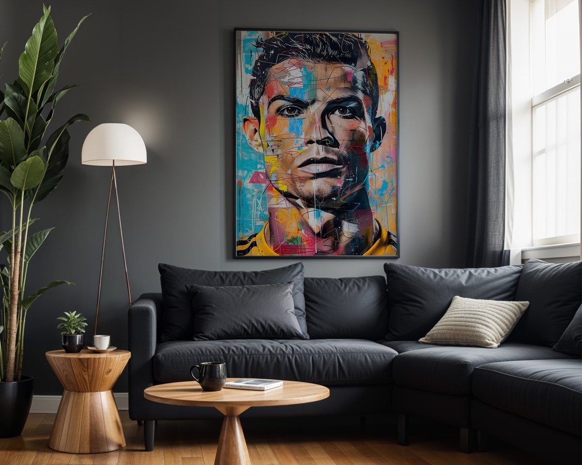Street Art Fußball Legende Ronaldo · Pop Art Wandbild · Modernes Graffiti Poster ohne Rahmen