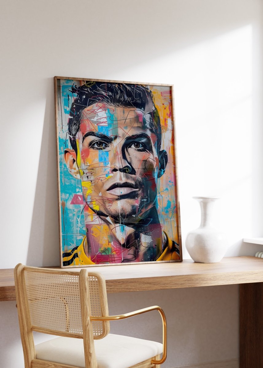 Street Art Fußball Legende Ronaldo · Pop Art Wandbild · Modernes Graffiti Poster ohne Rahmen