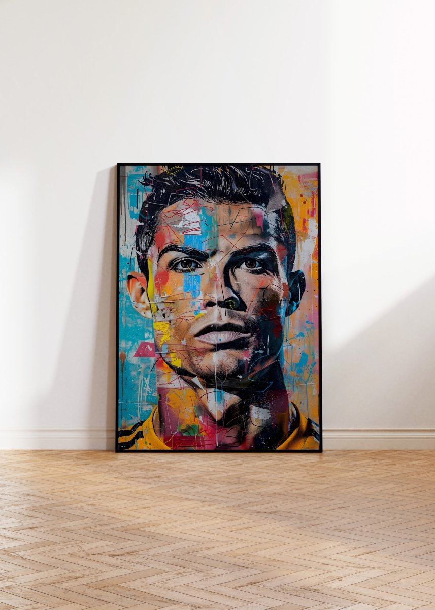 Street Art Fußball Legende Ronaldo · Pop Art Wandbild · Modernes Graffiti Poster ohne Rahmen
